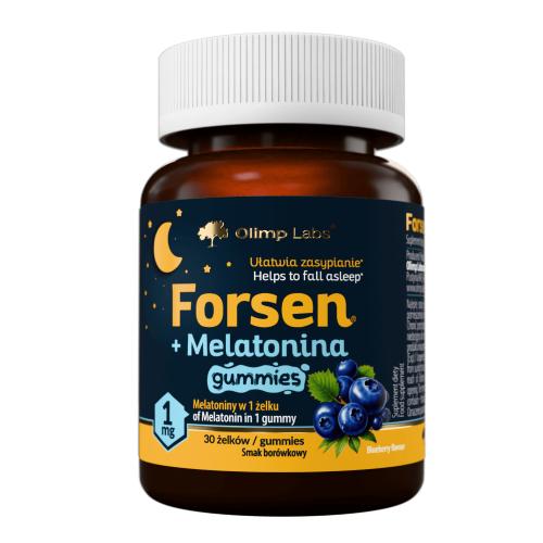 Miniaturka artykułu - Olimp Forsen + Melatonina 1 mg żelki smak bor&oacute;wkowy, 30 szt.