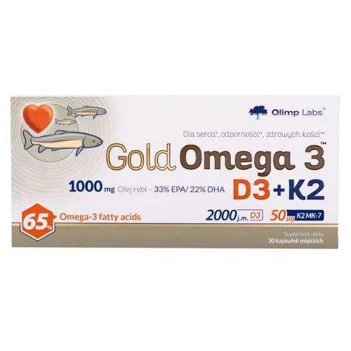 Miniaturka artykułu - OLIMP Gold Omega 3 D3+K2 - wspomaga serca i uzupełnia niedobory D3 USZKODZONE OPAKOWANIE TEKTUROWE