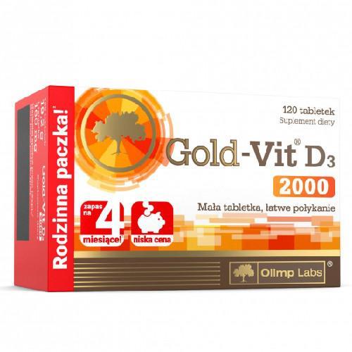 Miniaturka artykułu - Olimp Gold Vit D 3 2000, 120 tabletek USZKODZONE OPAKOWANIE 