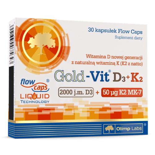 Miniaturka artykułu - Olimp Gold-Vit D3 2000 j.m. + K2, 30 kaps