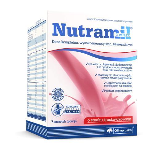 Miniaturka artykułu - Olimp Nutramil Complex o smaku truskawkowym - 7 saszetek USZKODZONE OPAKOWANIE KR&Oacute;TKA DATA 20.08.2026