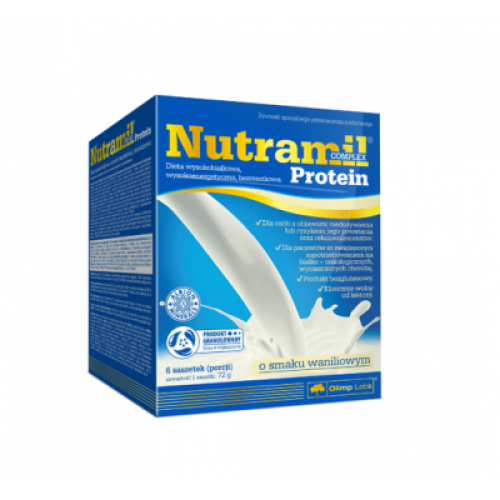 Miniaturka artykułu - Olimp Nutramil Complex Protein wanilia - 6 saszetek USZKODZONE ZBIORCZE TEKTUROWE OPAKOWANIE