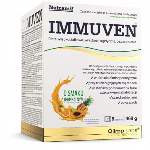 Miniaturka artykułu - OLIMP Nutramil Immuven o smaku tropikalnym, 6sasz. USZKODZONE TEKTUROWE OPAKOWANIE