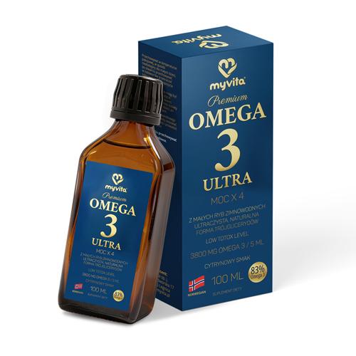 Miniaturka artykułu - MyVita Omega 3 Ultra w płynie, 100 ml - zawiera EPA i DHA