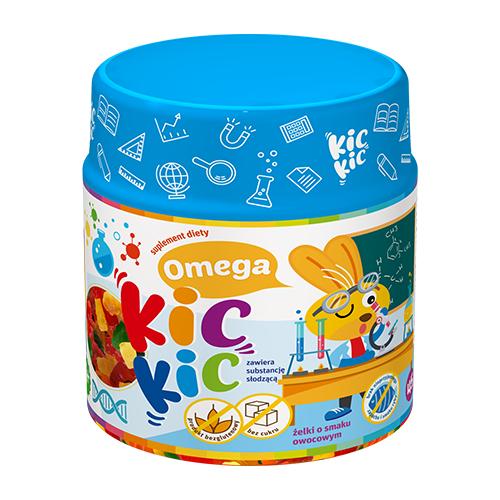 Miniaturka artykułu - Omega Kic Kic żelki o smaku owocowym bez cukru, 45 szt.