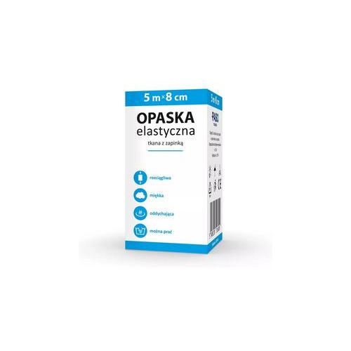Miniaturka artykułu - Paso Trading Opaska elastyczna tkana 5mx8cm z zapinką, 1szt.