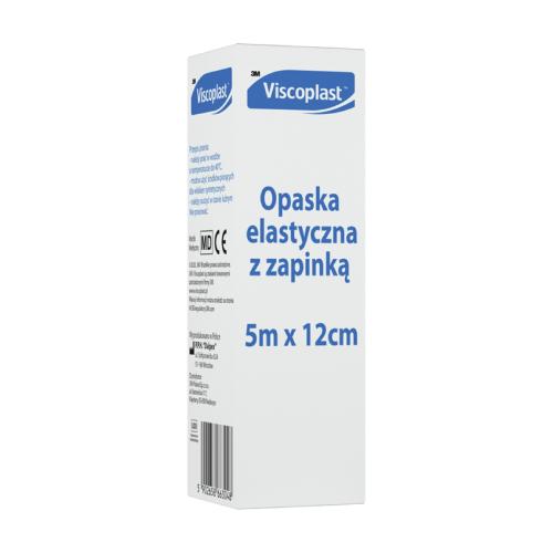 Miniaturka artykułu - Opaska elastyczna z zapinką 5m x 12cm (VISCOPLAST) - 1 sztuka (24255)