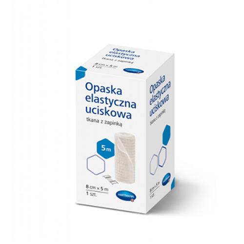 Miniaturka artykułu - Hartmann Opaska elastyczna uciskowa z zapinką 8cm x 5m, 1szt.