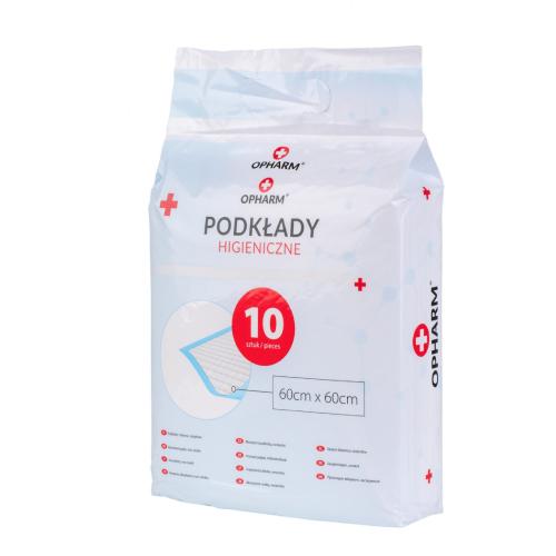 Miniaturka artykułu - OPHARM Chłonne podkłady higieniczne 60x60cm, 10szt. (v8)