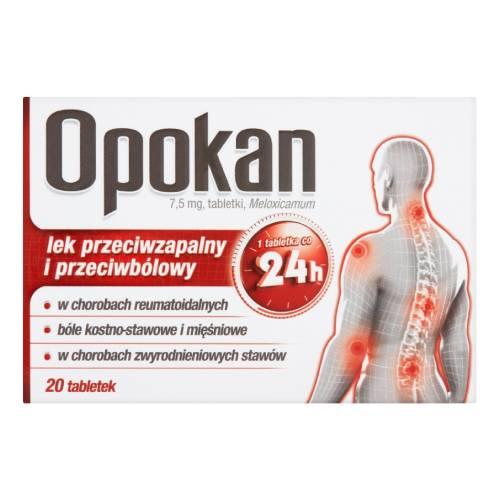 Miniaturka artykułu - Opokan 7,5 mg Lek przeciwb&oacute;lowy i przeciwzapalny, 20 tabletek