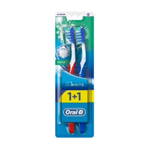 Miniaturka artykułu - ORAL-B 3D White Fresh Szczoteczka do zęb&oacute;w średnia, 2szt.