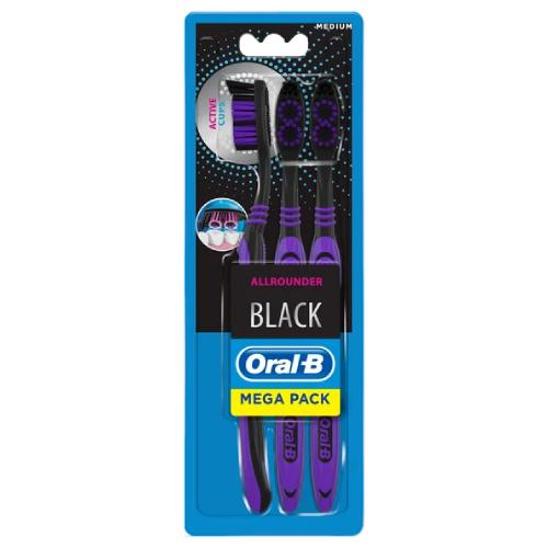Oral-B Allrounder Black Szczoteczka do zęb&oacute;w średnia, 3 szt.