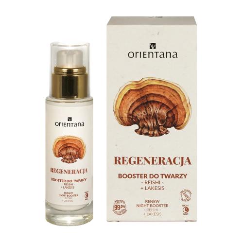 Miniaturka artykułu - Orientana Regeneracja Booster do twarzy na noc Reishi i Fioletowy ryż, 30 ml