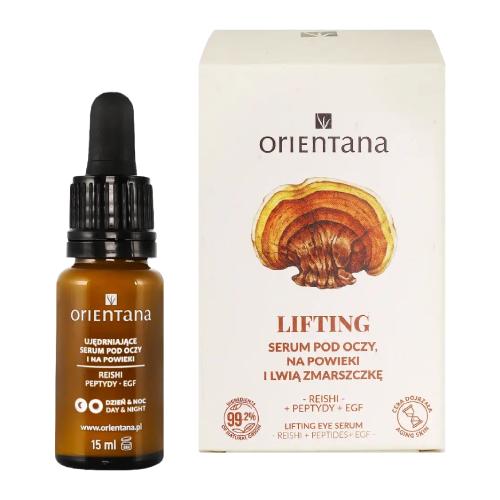 Miniaturka artykułu - Orientana Lifting Serum pod oczy, na powieki i lwią zmarszczkę Reishi + Peptydy + EGF, 15 ml