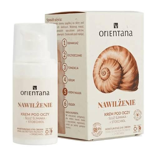 Miniaturka artykułu - Orientana Naturalny krem nawilżający pod oczy ze śluzem ślimaka, 15 ml