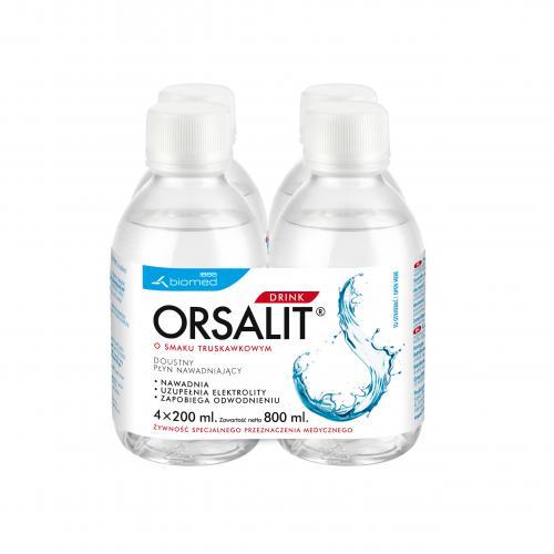 Miniaturka artykułu - ORSALIT DRINK Truskawkowy, 4x200ml BRAK 1 SZTUKI
