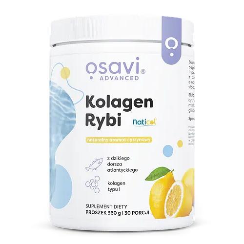 Miniaturka artykułu - OSAVI Kolagen rybi z dzikiego dorsza w proszku o smaku cytrynowym, 360 g