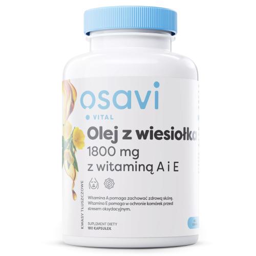 Miniaturka artykułu - OSAVI Vital Olej z wiesiołka 1800 mg z witaminą A i E, 180 kaps.