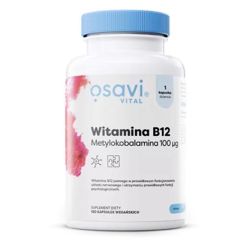 Miniaturka artykułu - OSAVI Vital Witamina B12 Metylokobalamina 100 &mu;g, 120 kaps.USZKODZONY PLASTIKOWY KOREK