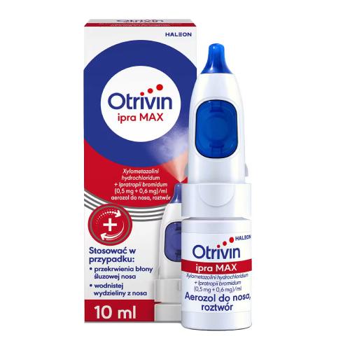Miniaturka artykułu - Otrivin Ipra Max 0,5 mg + 0,6 mg/ml Aerozol do nosa, roztw&oacute;r, 10 ml
