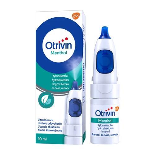 Miniaturka artykułu - OTRIVIN MENTHOL Aerozol do nosa, 10ml BRAK KARTONU