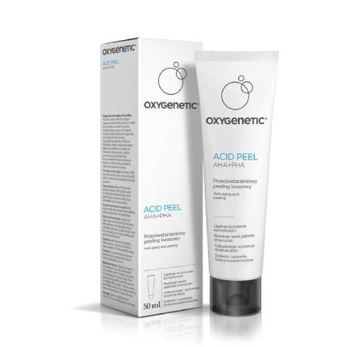 Miniaturka artykułu - Oxygenetic Acid Peel AHA+PHA Przeciwstarzeniowy peeling kwasowy, 50 ml  KR&Oacute;TKA DATA 30.06.2026