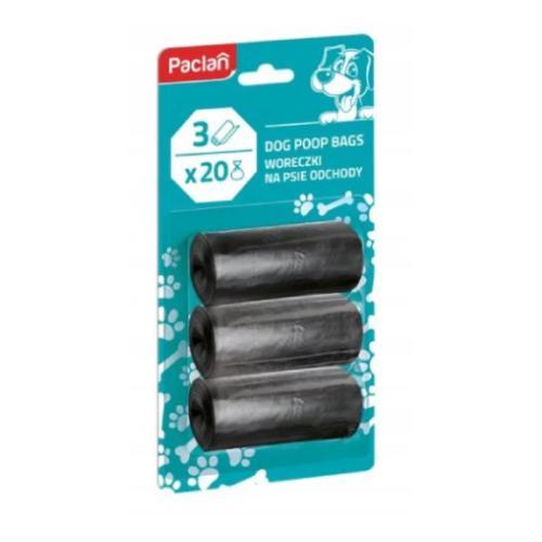 Miniaturka artykułu - PACLAN Woreczki na psie odchody Doggy Bags, 3x20szt. kolor czarny USZKODZONE OPAKOWANIE
