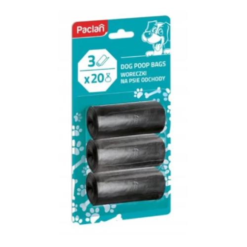Miniaturka artykułu - PACLAN Woreczki na psie odchody Doggy Bags, 3x20szt. kolor czarny