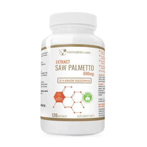 Miniaturka artykułu - Progress Labs Palma sabałowa ekstrakt 600 mg, 120 kaps.