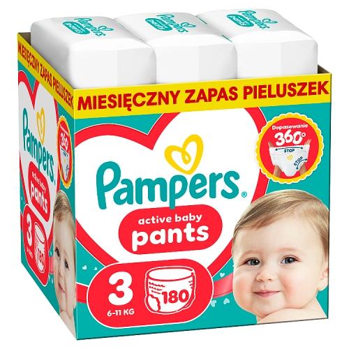 Miniaturka artykułu - Pampers Active Baby Pants 3 Pieluchomajtki dla dzieci, 180 szt.