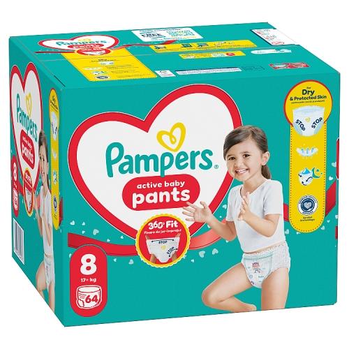 Miniaturka artykułu - Pampers Active Baby Pants 8 Pieluchomajtki dla dzieci, 64 szt.