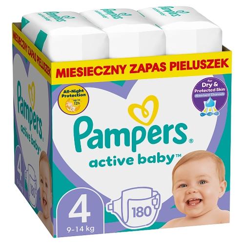 Miniaturka artykułu - Pampers Active Baby Pieluszki dla dzieci, rozmiar 4, 180 szt.