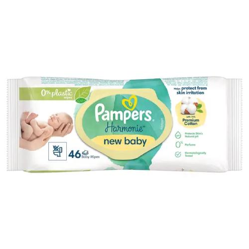Miniaturka artykułu - Pampers Harmonie New Baby Chusteczki nawilżane, 46 szt.