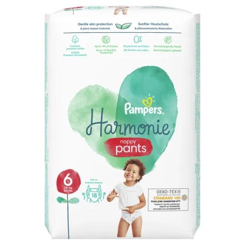 Miniaturka artykułu - PAMPERS Harmonie Pants 6 Pieluchomajtki rozmiar 6, 18 sztuk