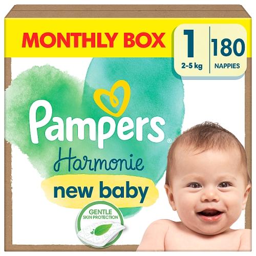 Miniaturka artykułu - Pampers Harmonie Pieluszki rozmiar 1 New Born 2-5kg, 180szt. 
