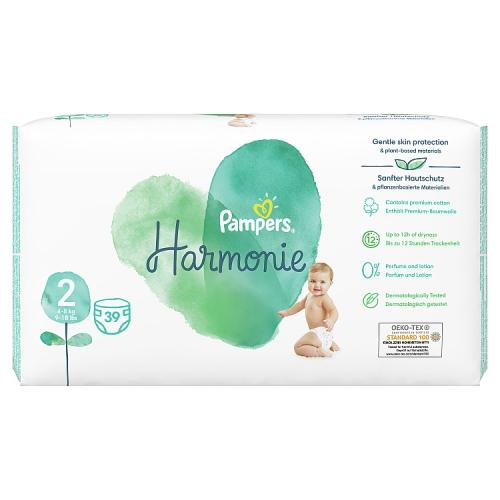 Miniaturka artykułu - Pampers Harmonie Pieluszki rozmiar 2, 39 sztuk
