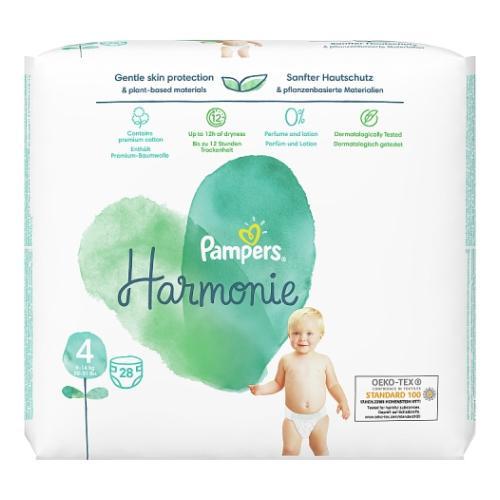 Miniaturka artykułu - Pampers Harmonie Pieluszki rozmiar 4, 28 sztuk KRÓTKA DATA 03.08.2025