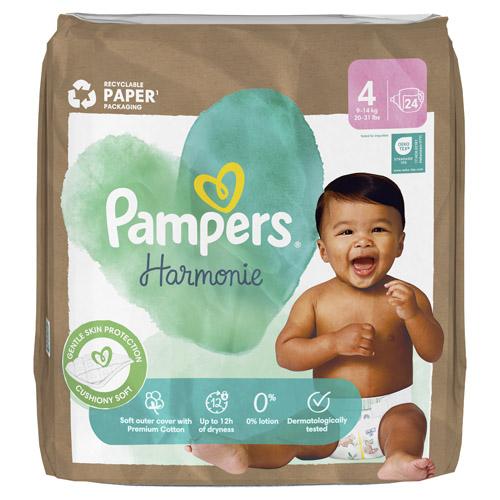 Miniaturka artykułu - Pampers Harmonie Pieluszki rozmiar 4 Maxi 9-14 kg, 24 sztuki