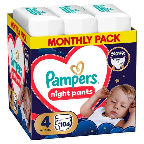 Miniaturka artykułu - Pampers Night Pants 4 Pieluchomajtki dla dzieci, 104 szt.
