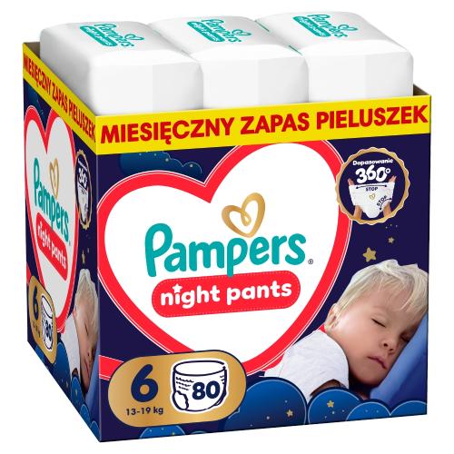 Miniaturka artykułu - Pampers Night Pants 6 Pieluchomajtki dla dzieci, 80 szt.