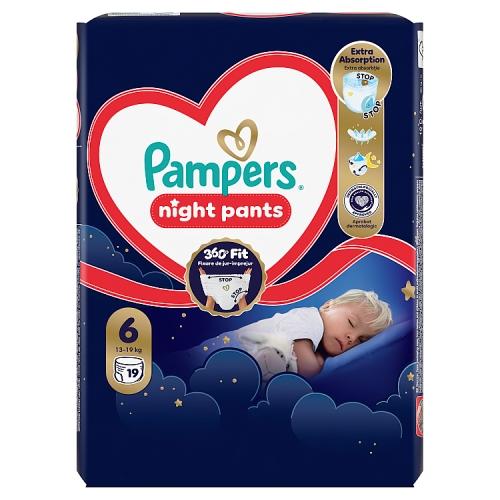 Miniaturka artykułu - Pampers Night Pieluchomajtki Rozmiar 6 13-19kg, 19 szt.
