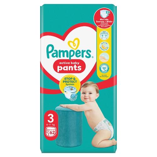 Miniaturka artykułu - Pampers Pants Active Baby 3 Pieluchomajtki 6-11 kg, 62 szt.