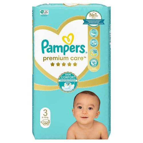 Miniaturka artykułu - Pampers Premium Care 3 6-10kg 60szt. NEW USZKODZONE FOLIOWE OPAKOWANIE