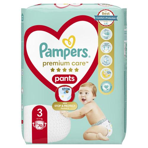 Miniaturka artykułu - Pampers Premium Care Pants 3 Pieluchomajtki Midi, 70 sztuk