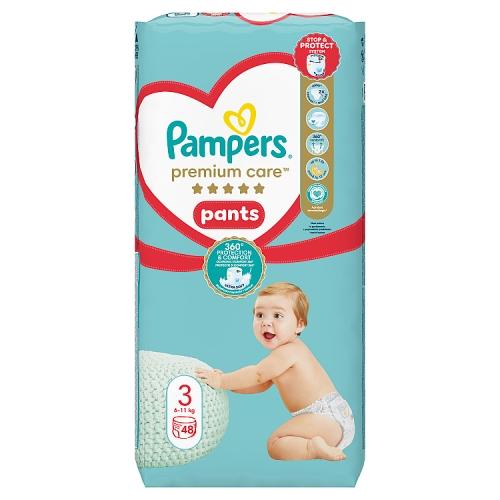 Miniaturka artykułu - Pampers Premium Care Pants 3 Pieluchomajtki 6-11kg, 48 szt.