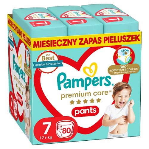 Miniaturka artykułu - Pampers Premium Care Pieluchomajtki, rozmiar 7 XXL 17kg+, 80 sztuk