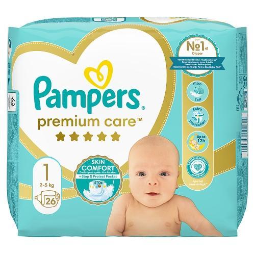Miniaturka artykułu - Pampers Premium Care Pieluszki rozmiar 1, 26 sztuk USZKODZONA FOLIA