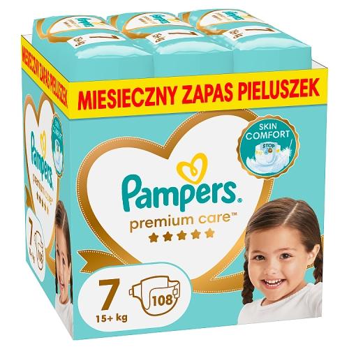 Miniaturka artykułu - Pampers Premium Care Pieluszki, rozmiar 7 (15kg+), 108 szt.
