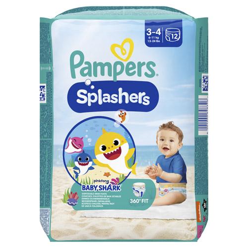 Zdjęcie produktu - Pampers Splashers 3-4 (6-11 kg) jednorazowe pieluszki do pływania Baby Shark, 12szt.