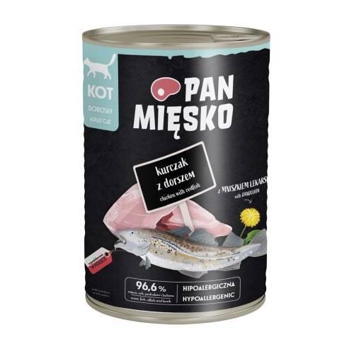 Miniaturka artykułu - Pan Mięsko Karma mokra dla kota Kurczak z dorszem (dorosły), 400 g